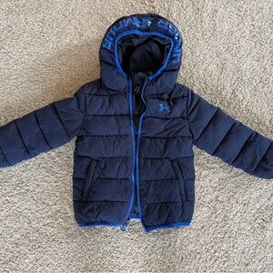 Under Armour Dark Blue Hooded Puffer Jacket- Boys